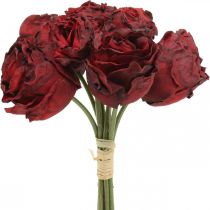 tételeket Műrózsa piros, selyemvirág, rózsacsokor L23cm 8db