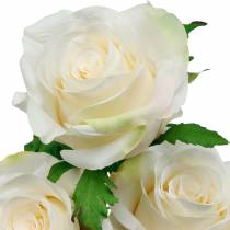 Fehér rózsa száron selyemvirág Műrózsa 3db