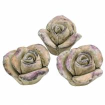 Beton rózsa szürke, lila Ø7,7 H5,5cm 3db