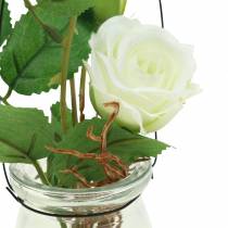 Rózsa üvegben fehér H23cm