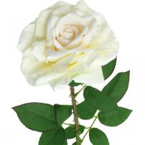 Selyemvirág, rózsa száron, műnövény krémfehér, rózsaszín L72cm Ø13cm
