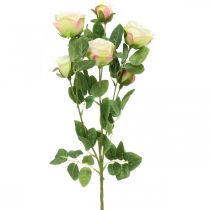 Rózsaág, selyem rózsák, műág rózsaszín, krém L66cm Ø3/5cm