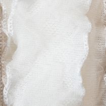 tételeket Fehér fodros organza szalag, díszszalag, 25 mm széles, 10 m hosszú