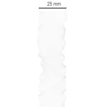 tételeket Fehér fodros organza szalag, díszszalag, 25 mm széles, 10 m hosszú