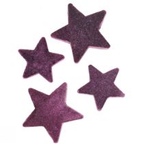 tételeket Scatter dekorációs csillagok bolyhos bársony csillagok lila bogyó 4/5cm 40db