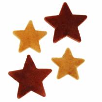 tételeket Szórható dekorációs csillagkeverék pelyhesített curry, rooibos 4cm/5cm 40db