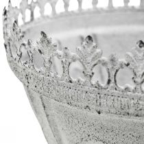 Dekoratív csésze fém dísztál fehér korona peremmel H15cm