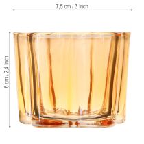 tételeket Tálüveg teamécses tartó virág narancs Ø7,5cm H6cm 6db