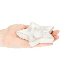 tételeket Kerámia csillag alakú gyertyatartó, fehér, kúpos gyertyákhoz, 12 cm, 2 darab