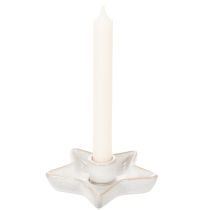 tételeket Kerámia csillag alakú gyertyatartó, fehér, kúpos gyertyákhoz, 12 cm, 2 darab