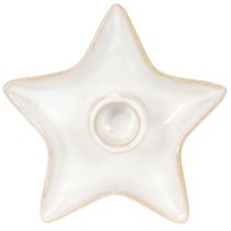 tételeket Kerámia csillag alakú gyertyatartó, fehér, kúpos gyertyákhoz, 12 cm, 2 darab