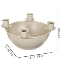 tételeket Mécsestartó 4 db-os foglalattal, modern adventi koszorú, bézs, 15 cm
