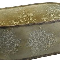 tételeket Őszi edény, leveles virágtartó tál, fém díszítéssel arany L38cm H15cm