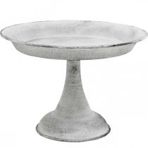 Dekoratív tál lábbal Dekoratív tányér fém fehér Ø22cm H15,5cm