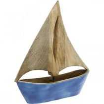 Deco vitorlás fa mangó, fa hajó kék H27,5cm
