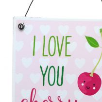 tételeket Függőtábla "Cseresznye" 17cm x 12cm 4db - Dekoratív tábla gyümölcsös szerelmi vallomással