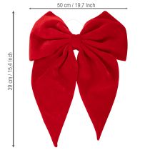 tételeket Dekoratív piros bársony masni ablakra vagy ajtóra, 50 cm