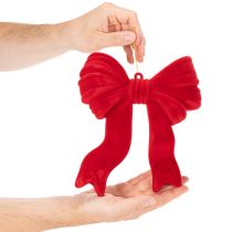 tételeket Piros díszes masni akasztásra, bolyhosított karácsonyfadísz, 22cm