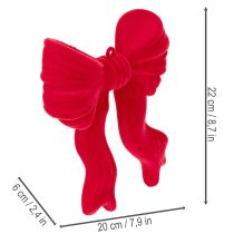 tételeket Piros díszes masni akasztásra, bolyhosított karácsonyfadísz, 22cm