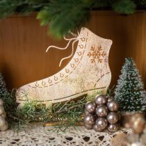 Fém korcsolya, téli dekoráció, dekoratív korcsolya, karácsonyi arany antik megjelenés H22,5cm