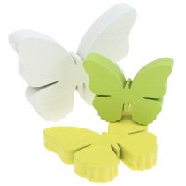 Fa pillangó fehér / sárga / zöld 3cm - 5cm 48db