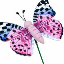 Dekoratív pillangó pálcikán Virágdugó Tavaszi dekoráció 16 db