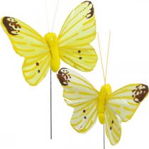 Díszlepkék, virágdugók, tavaszi pillangók drótra sárga, narancs 4×6,5cm 12db