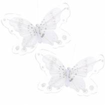 Tollas pillangó klipszes fehér 10cm 12 p