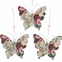 Akasztható pillangó fém deko fogas 9cm rugós dekoráció 6db