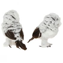 tételeket Hóbagoly Dekoratív Figura, Bagoly Pár, Fehér És Barna, 12 cm Magas, 2 Darab