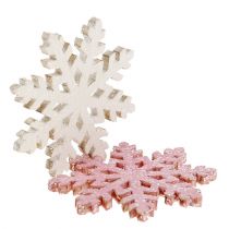 tételeket Hópehely 4cm rózsaszín/fehér csillámmal 72 db