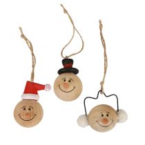 tételeket Hóember fa dekorációs fogas karácsonyi natúr 5cm 12db