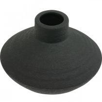 Fekete kerámia váza dekoratív váza lapos hagymás H10cm