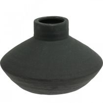 Fekete kerámia váza dekoratív váza lapos hagymás H12,5cm