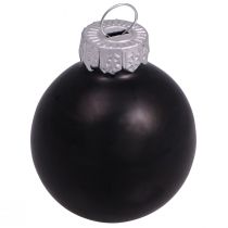 tételeket Fekete karácsonyi golyók üveg mini matt fényes Ø3cm 22 db