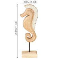 tételeket Csikóhal díszítés gyöngyökkel, tengeri asztaldísz, fa, 28 cm