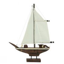 tételeket Vitorlás dekoráció hajó fenyőfa barna 22,5×4×29cm