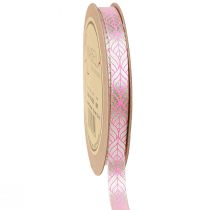 tételeket Selyem szalag levelek ajándék szalag bézs rózsaszín 10mm 20m