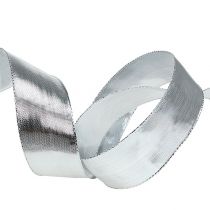 tételeket Ajándék szalag ezüst drótszegéllyel 40mm 25m