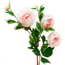 Mesterséges bazsarózsa selyemvirág világos rózsaszín, fehér 135cm