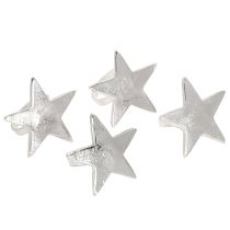 tételeket Csillag alakú szalvétatartók, ezüst fém szalvétagyűrűk, 7 cm átmérőjű, 4 cm, 4 darab