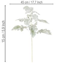 tételeket Mesterséges Senecio ág, ezüstlevél, bonyolult kidolgozású, 45 cm, 3 darab