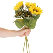 tételeket Műnapraforgó valósághű levelekkel és virágokkal, 58 cm, 3 darab