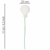 tételeket Tükrös bogyós mini üveggolyók dróton, fehér, 25 mm, 140 darab