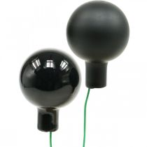 Mini karácsonyi labdák drót fekete üvegen Ø25mm 140p