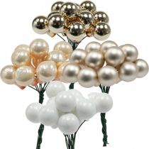 tételeket Mini karácsonyi labdák drót arany, krém Ø1,5cm 140db