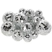 tételeket Dekoratív tükörgömbök, parti dekorációs elem, ezüst, 2-4cm, 50 darab