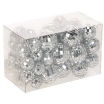 tételeket Dekoratív tükörgömbök, parti dekorációs elem, ezüst, 2-4cm, 50 darab
