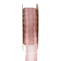 Csipke szalag esküvői szalag szalag csipke régi rózsaszín 20mm 20m