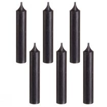 tételeket Kúpos gyertyák rövid kis gyertyák fekete 110mm Ø21mm 6 db csokor